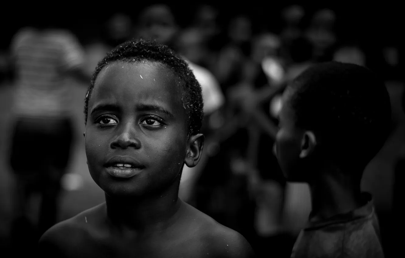 Фото обои black & white, black, art, situation, kids