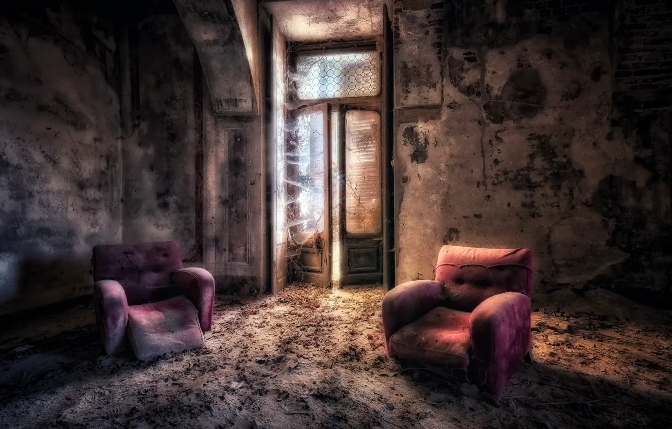 Фото обои комната, дверь, кресла