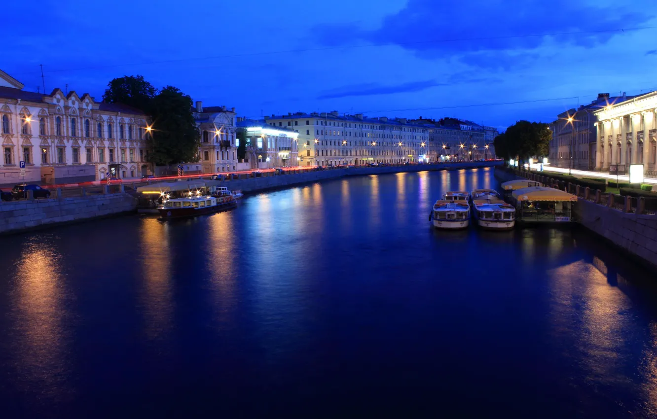 Фото обои ночь, огни, река, фонари, Russia, питер, санкт-петербург, St. Petersburg