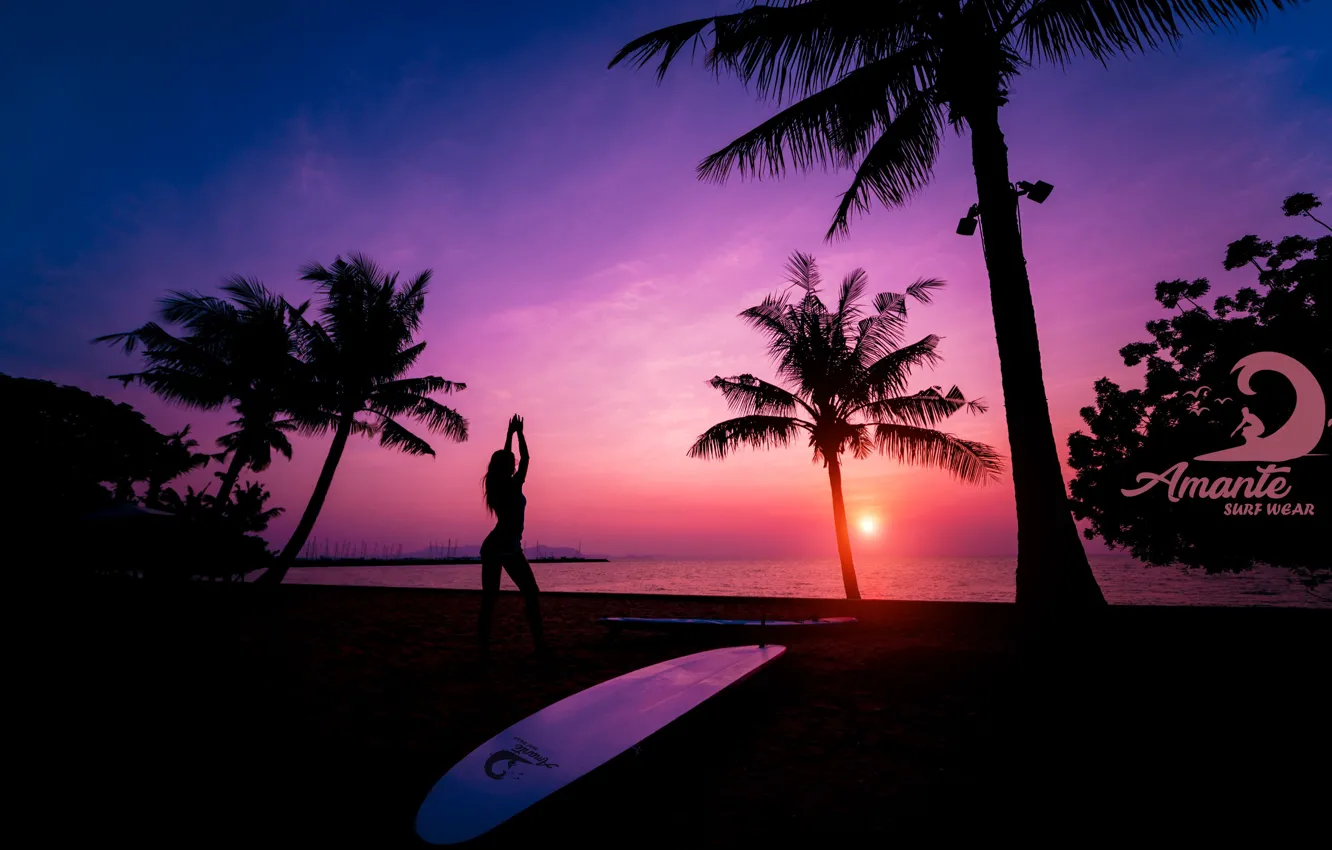 Фото обои Logo, Sunset, Surfer, Amante