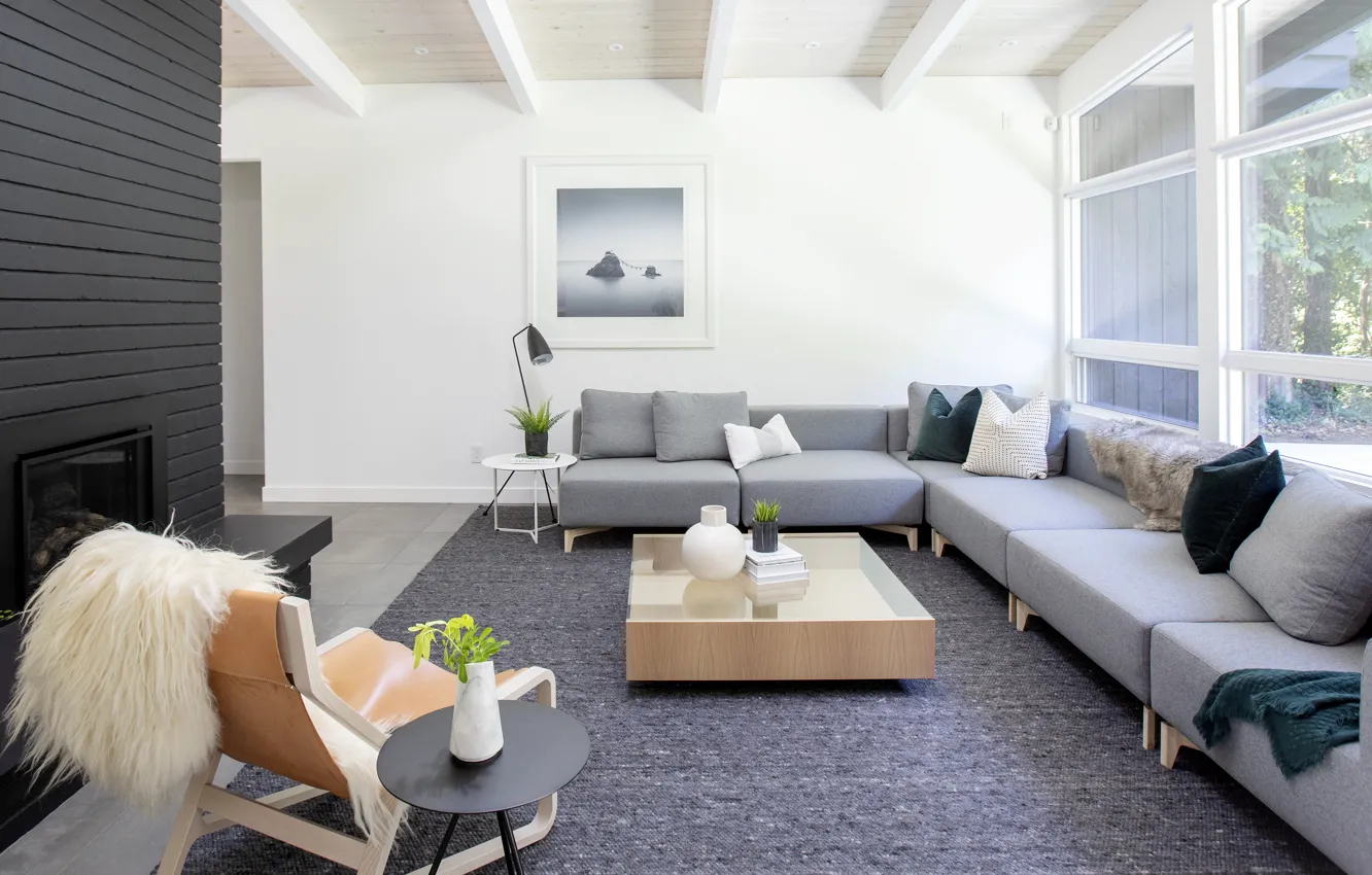 Фото обои интерьер, Канада, камин, гостиная, Vancouver, Edgemont Bungalow, by Hasler Homes