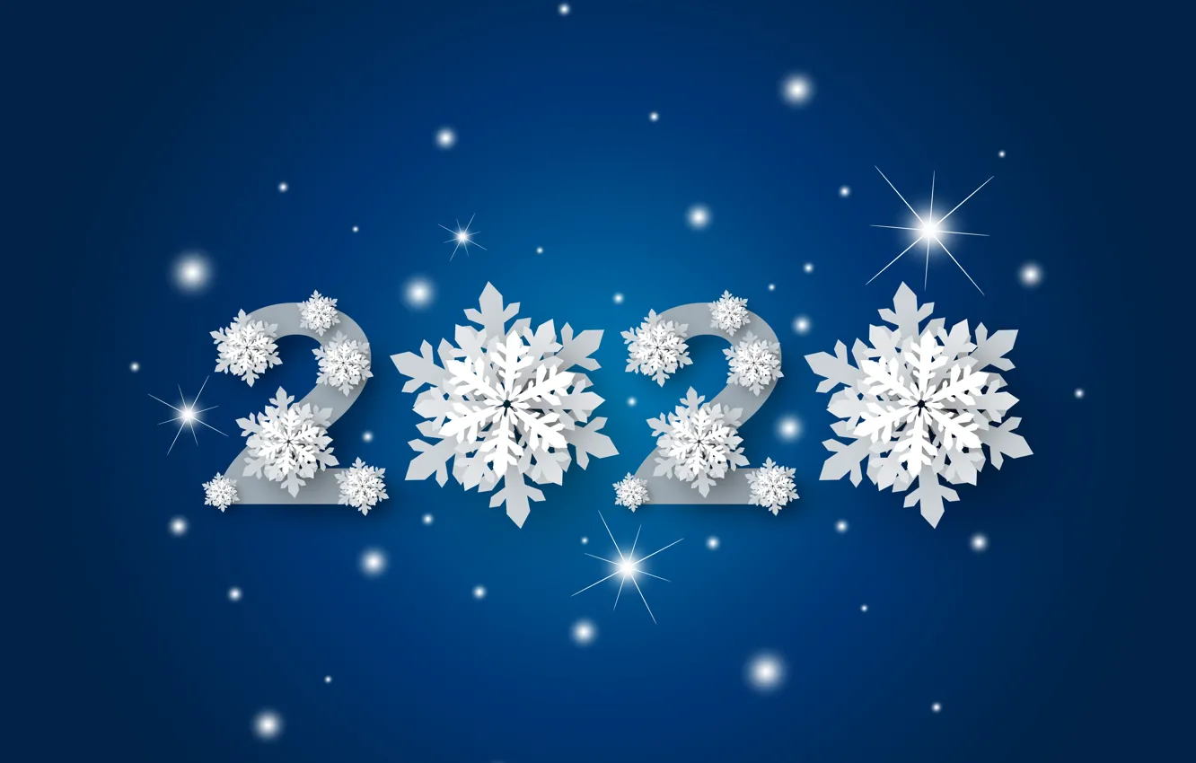 Фото обои снежинки, новый год, цифры, 2020