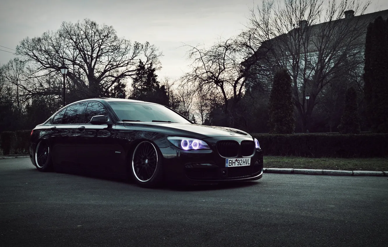 Фото обои фары, тюнинг, bmw, бмв, dark, диски, black, stance