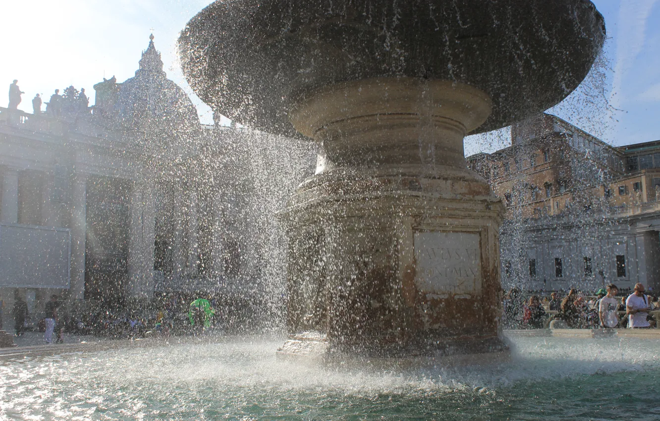 Фото обои вода, площадь, фонтан, рим, ватикан, напор