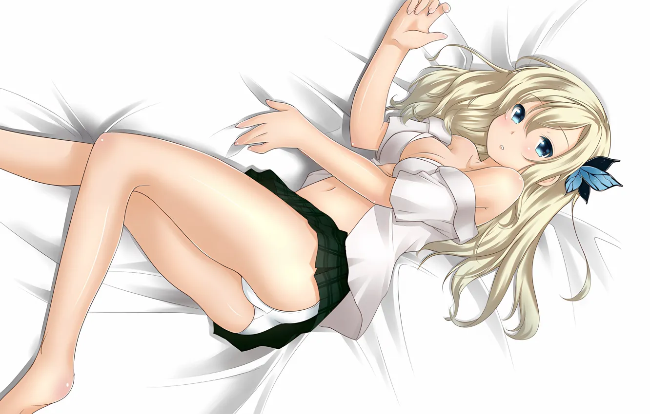 Фото обои girl, sexy, lingerie, ass, pantsu, bra, cleavage, school uniform