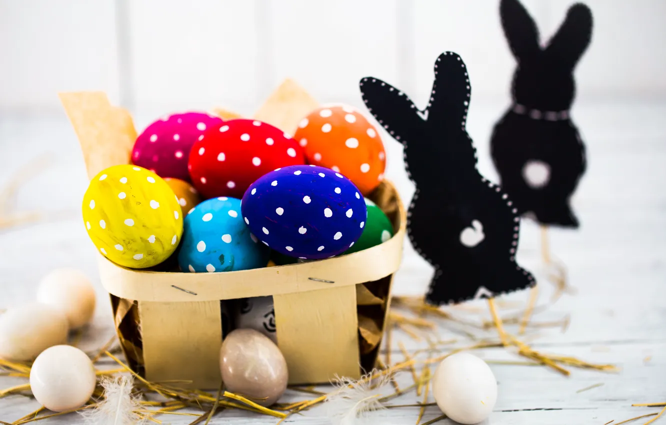 Фото обои colorful, Пасха, happy, spring, Easter, eggs, holiday, bunny