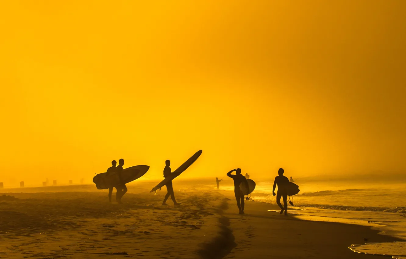 Фото обои волны, пляж, лето, солнечный, экстремальный спорт, серферов, доски для серфинга