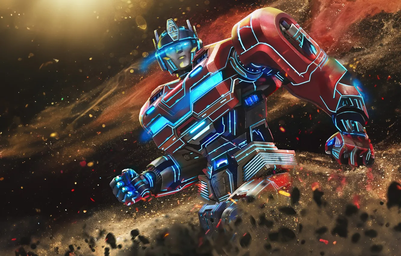 Фото обои робот, трансформер, Оптимус Прайм, Transformers One