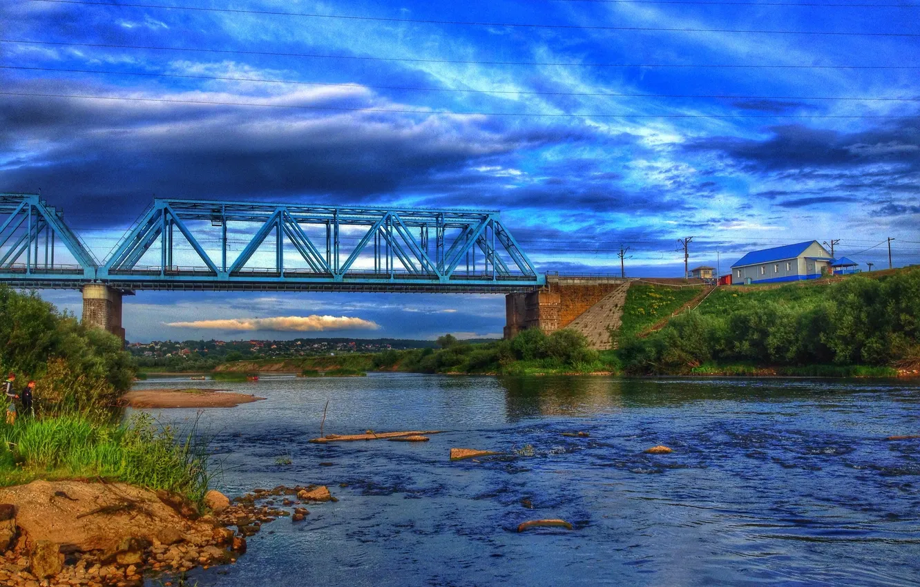 Фото обои мост, city, город, река, Калуга, Kaluga, Угра