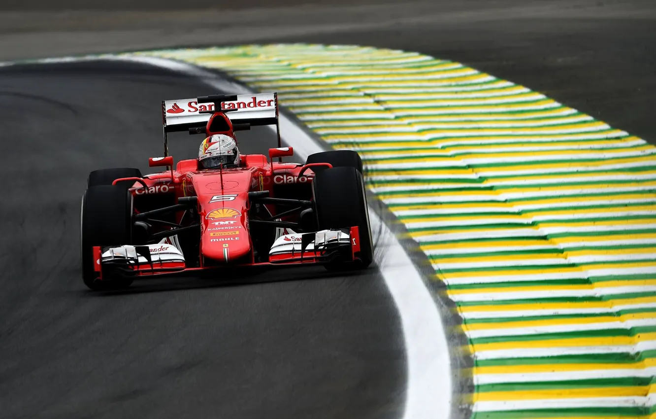 Фото обои Феррари, Ferrari, Vettel, Brazil Grand Prix