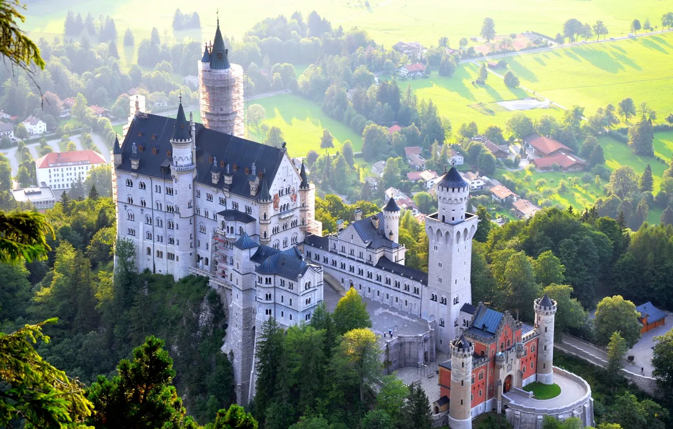 Фото обои замок, Germany, Bavaria, Deutschland, Bayern, Füssen