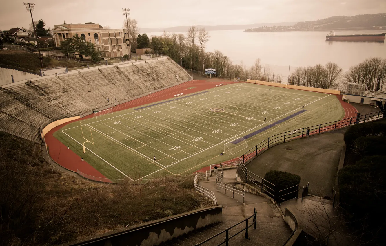 Фото обои USA, United States, river, Washington, soccer, ship, America, stairs