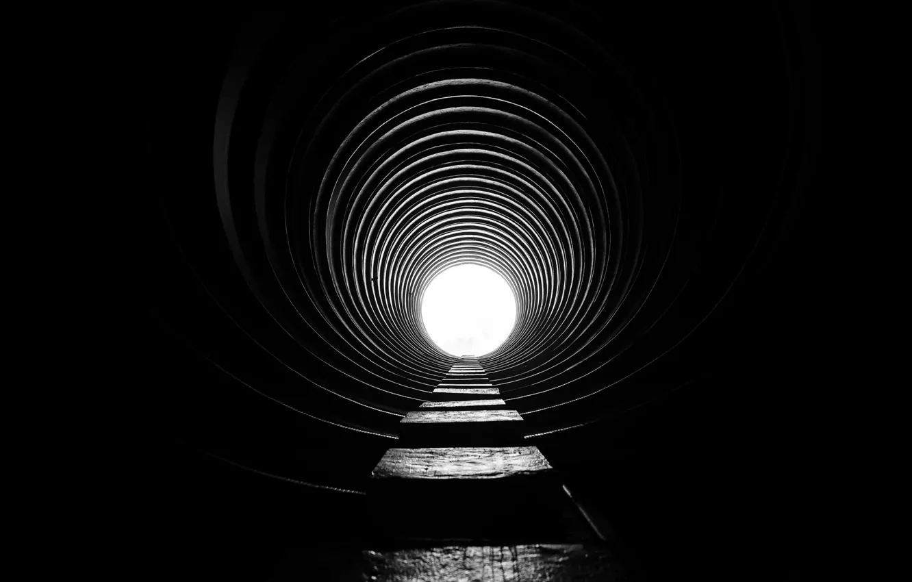 Фото обои свет, фон, тоннель