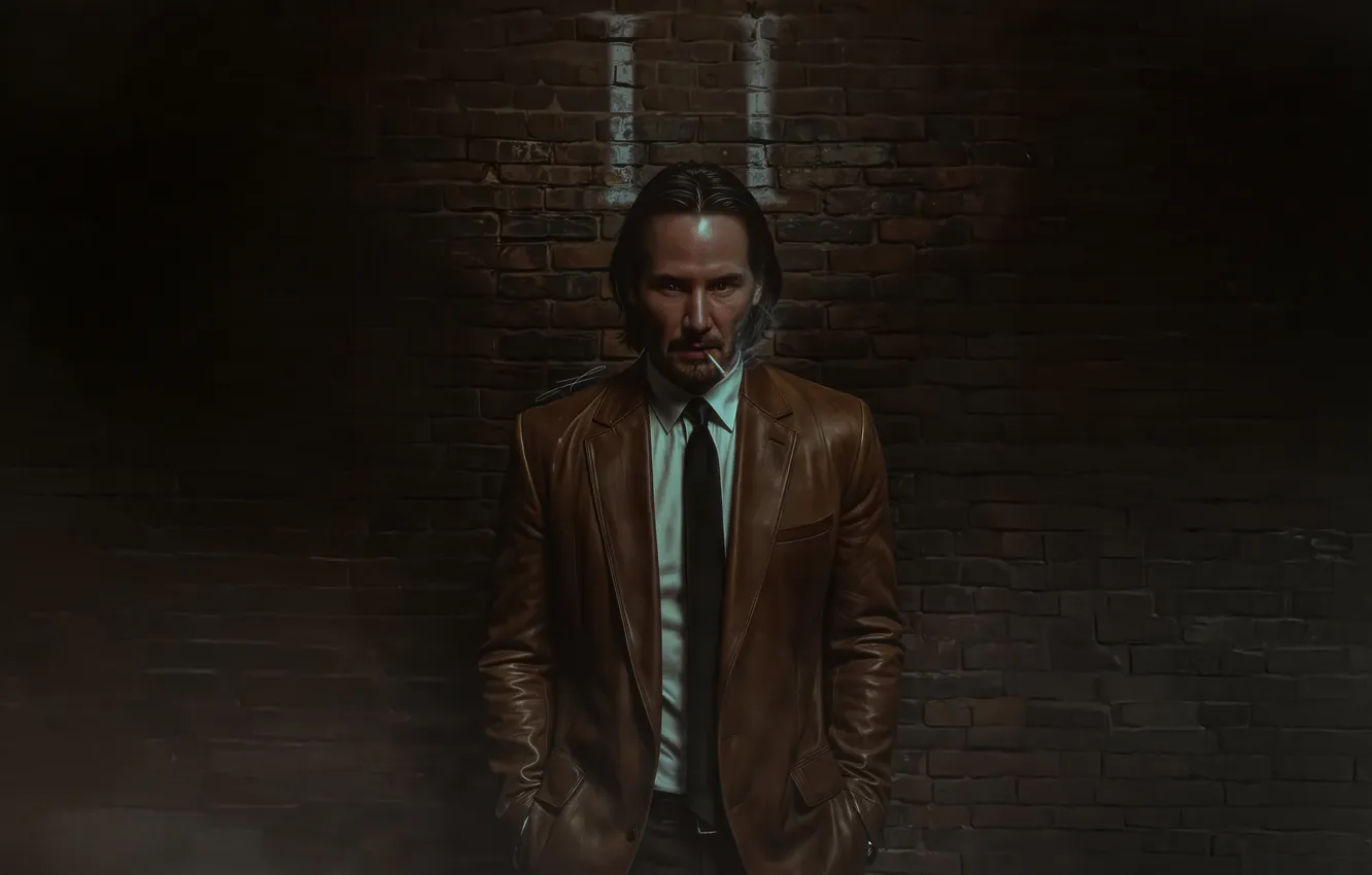 Фото обои smoking, man, look, Keanu Reeves, leather jacket, Constantine, Constantine 2