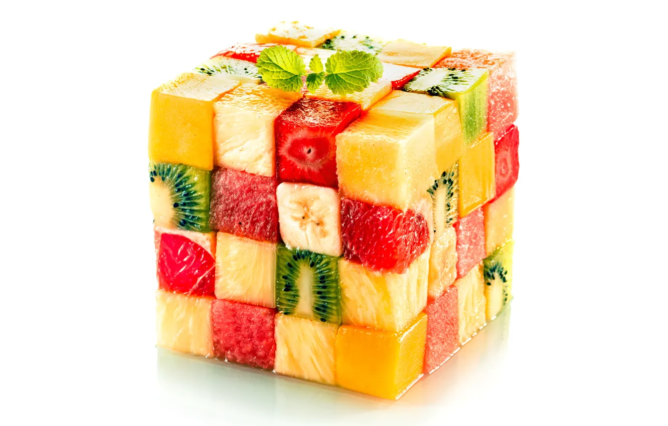 Фото обои кубики, кусочки, куб, фрукты, design, fruits, cube