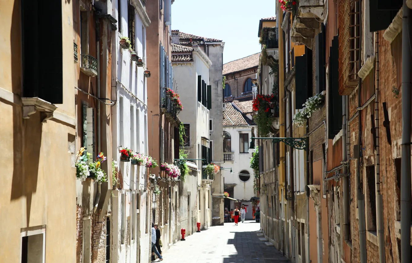 Фото обои улица, дома, Италия, Венеция