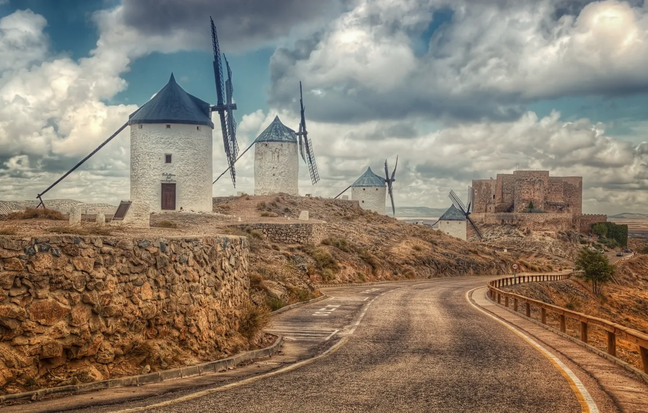 Фото обои Spain, Toledo, Consuegra, Castilla La Mancha