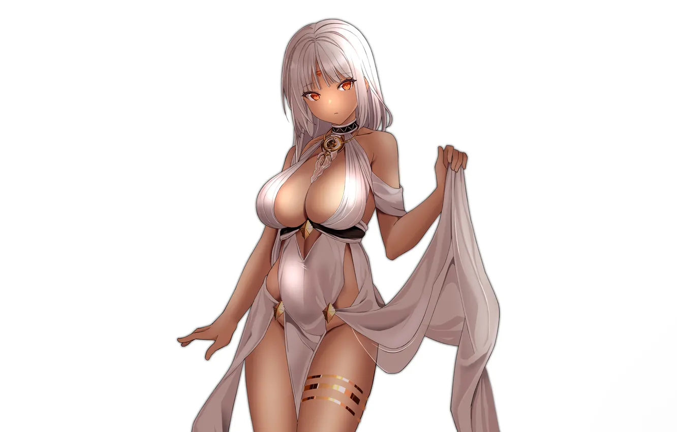 Фото обои girl, sexy, cleavage, long hair, dress, boobs, anime, beautiful