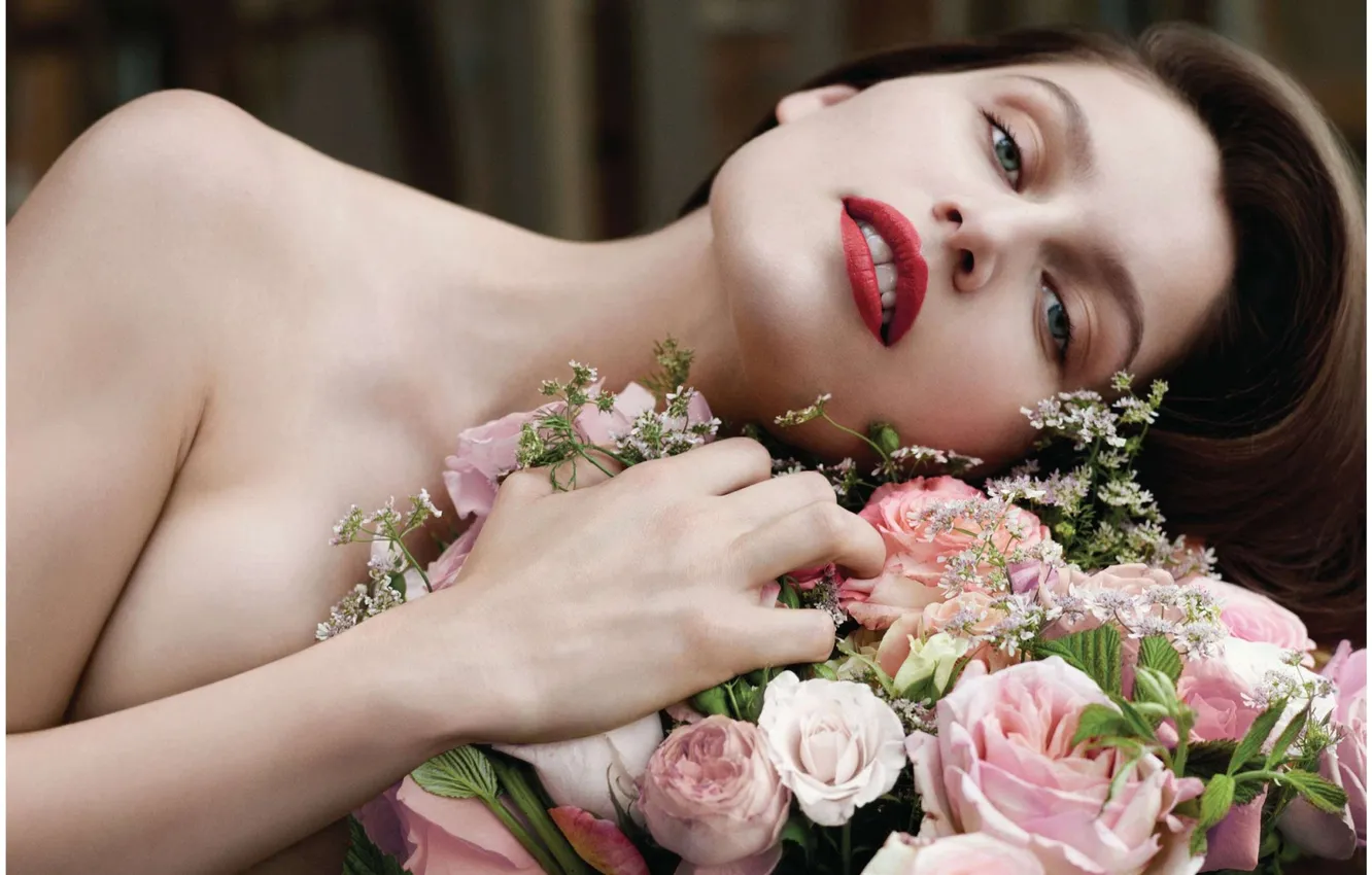 Фото обои цветы, фото, обои, модель, Laetitia Casta, Лецисия Каста