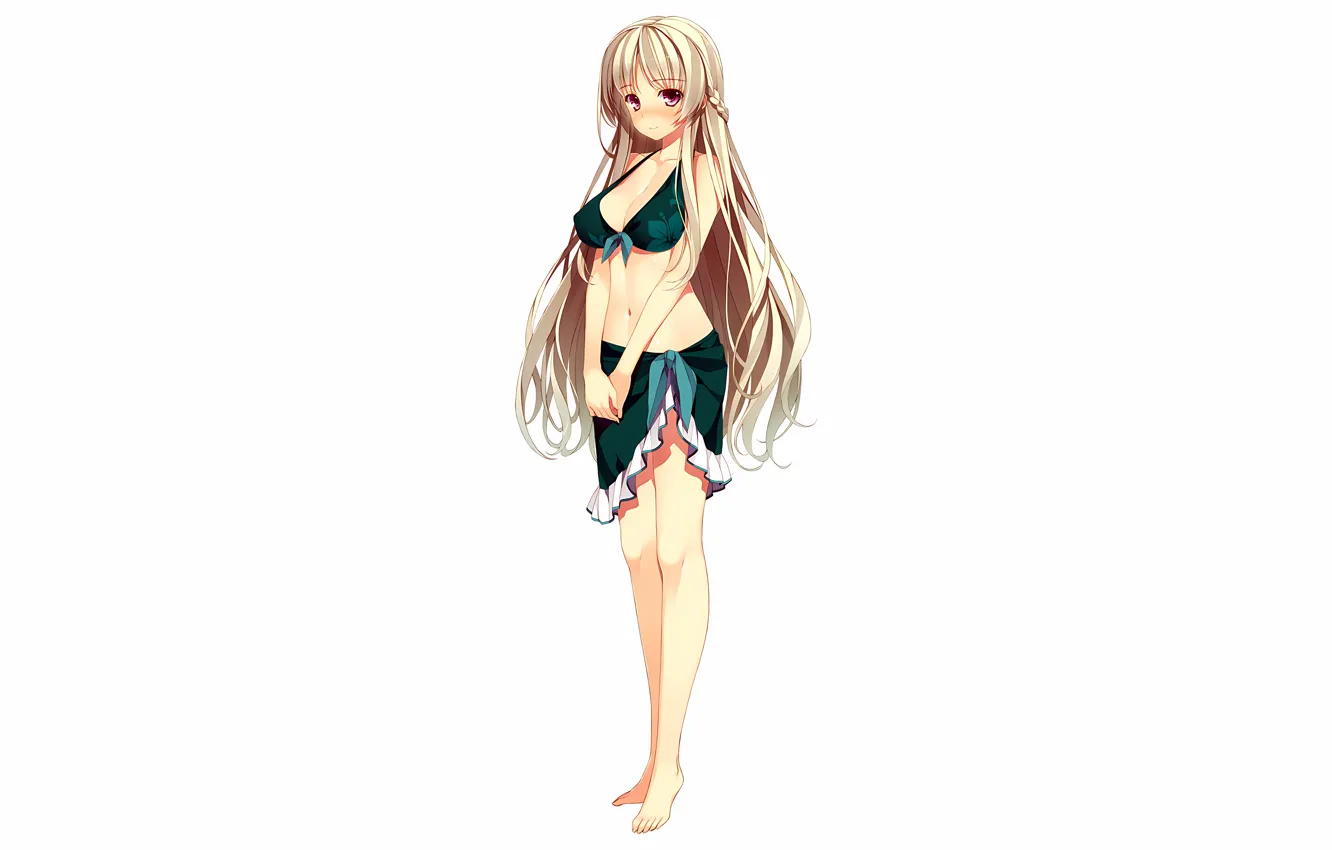 Фото обои girl, sexy, cleavage, long hair, legs, boobs, anime, beautiful