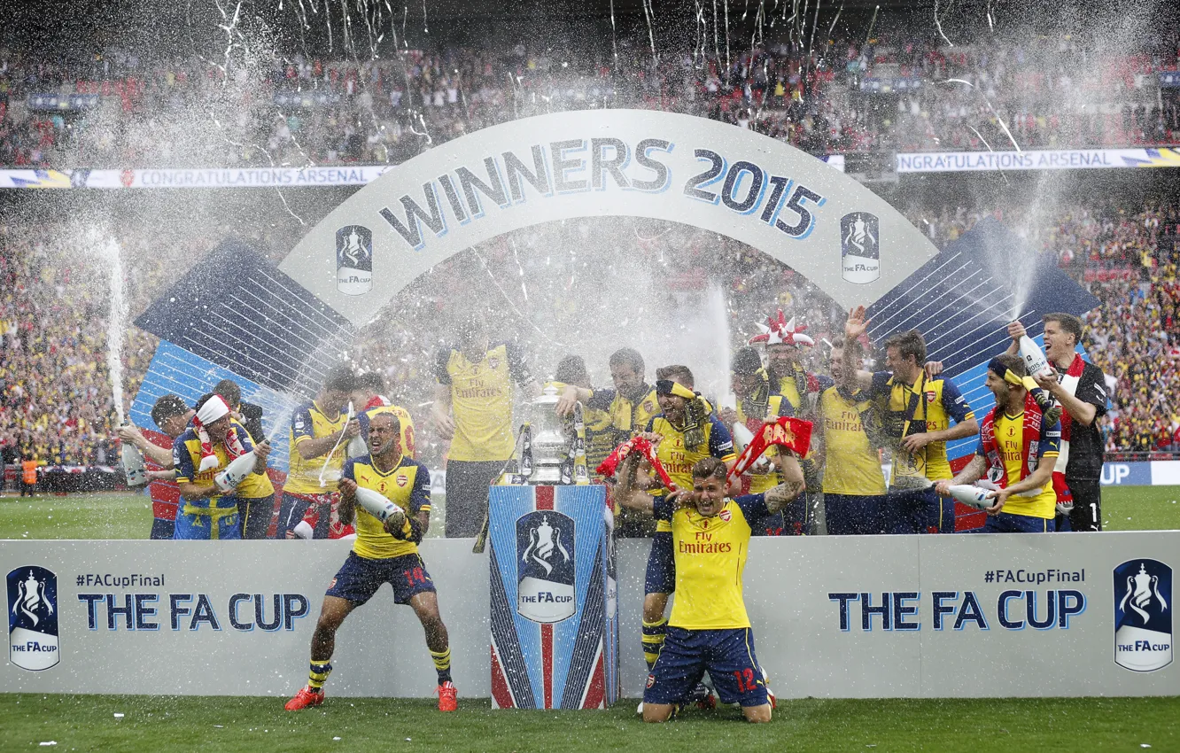 Фото обои брызги, фон, победа, Арсенал, трибуны, Arsenal, Football Club, канониры