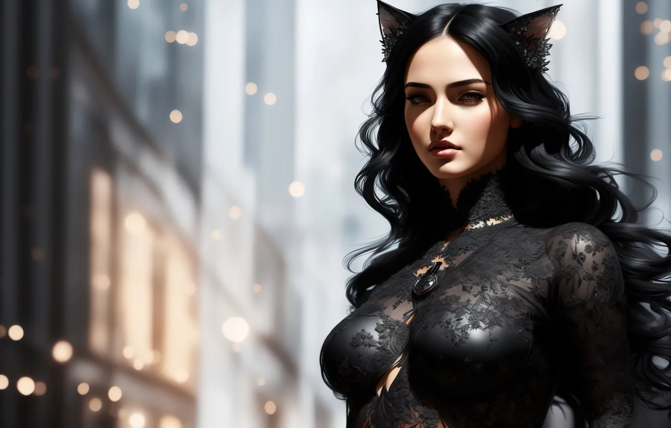 Фото обои girl, catwoman, fantasy art, fantasy girl, Stable Diffusion, neuronet, Ai art