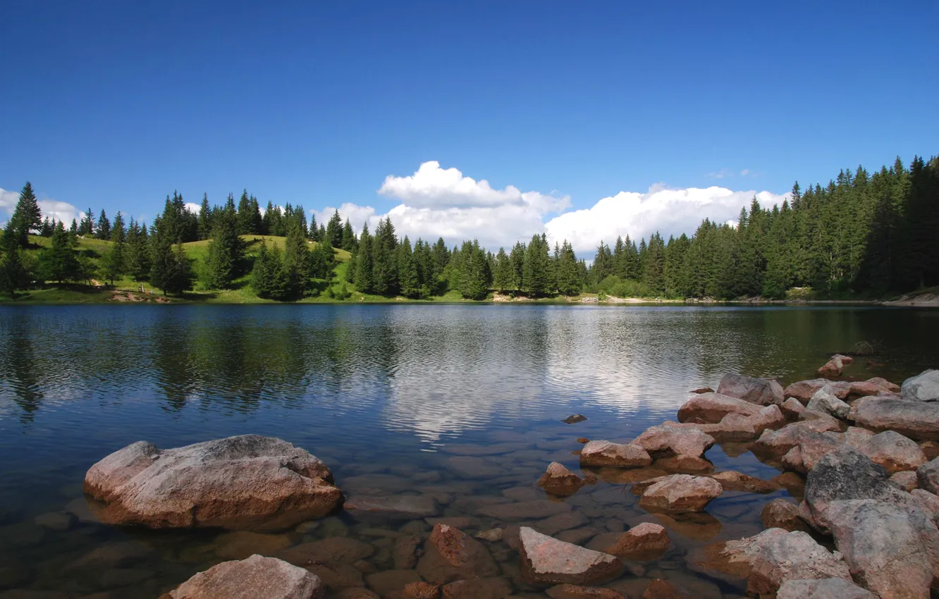 Фото обои nature, lake, hill