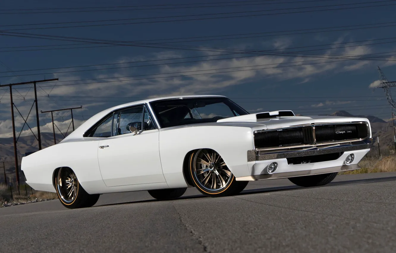 Фото обои Dodge, Front, Coupe, Charger, White, Dodge Charger, Muscle car, Vehicle