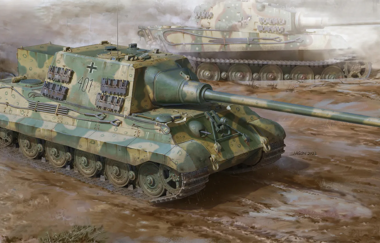 Фото обои Германия, Jagdtiger, Вторая Мировая война, Panzerwaffe, Бронетехника