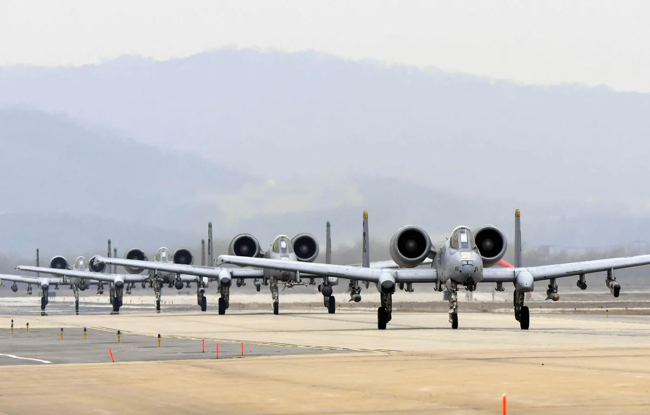 Фото обои A-10, ВВС США, Thunderbolt II, американский одноместный, Fairchild Republic, рулёжка, двухдвигательный штурмовик