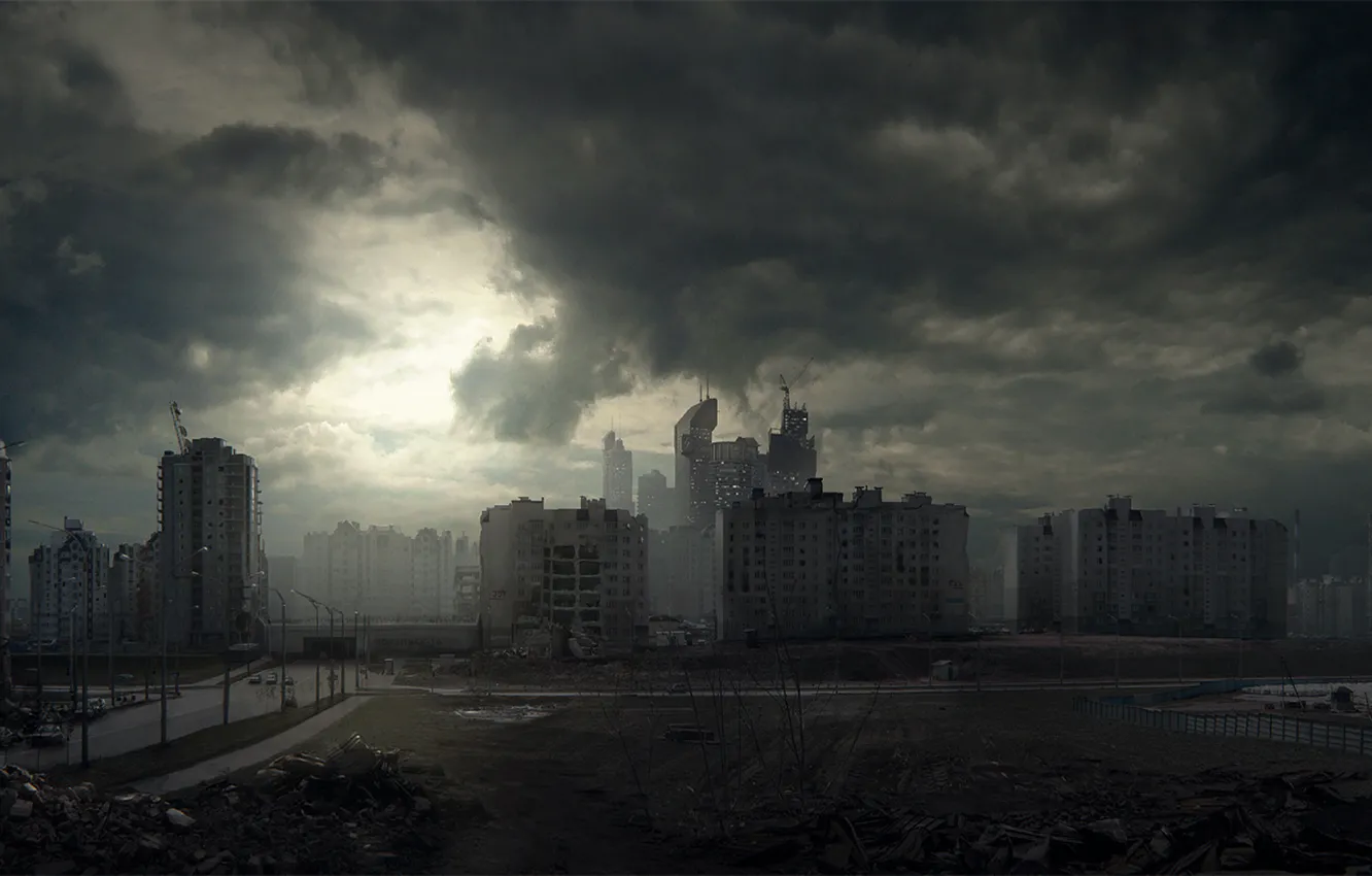 Фото обои город, апокалипсис, вечер, россия