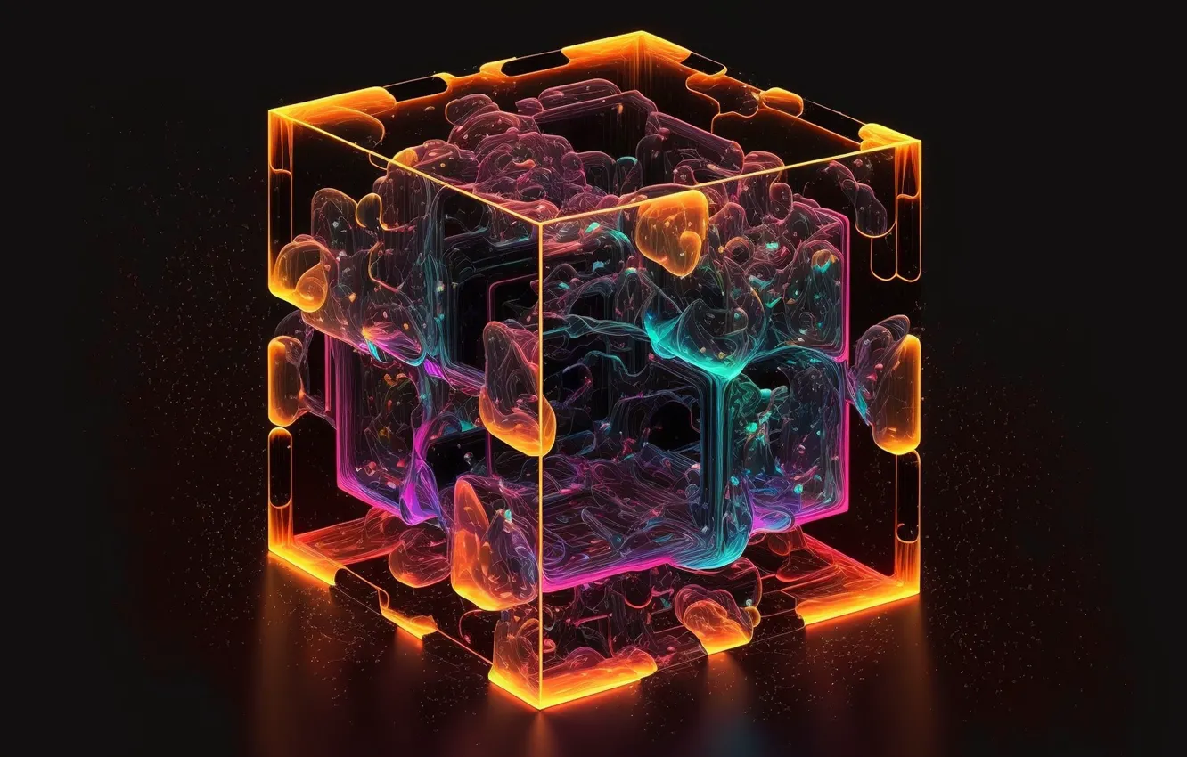 Фото обои абстракция, свечение, куб, glow, abstraction, cube