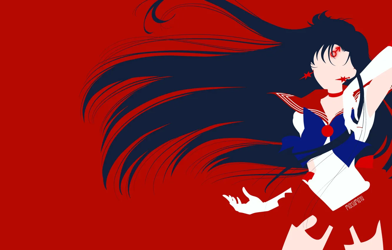 Фото обои девушка, минимализм, красный фон, Sailor Moon