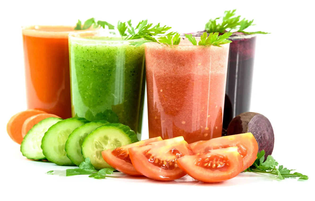 Фото обои огурец, сок, овощи, помидор, морковь, свекла