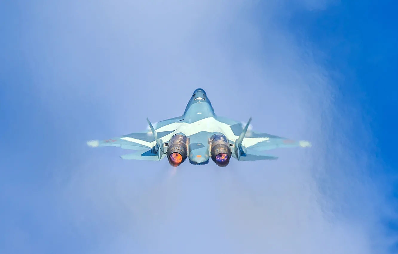 Фото обои небо, полет, истребитель, Т-50, многоцелевой