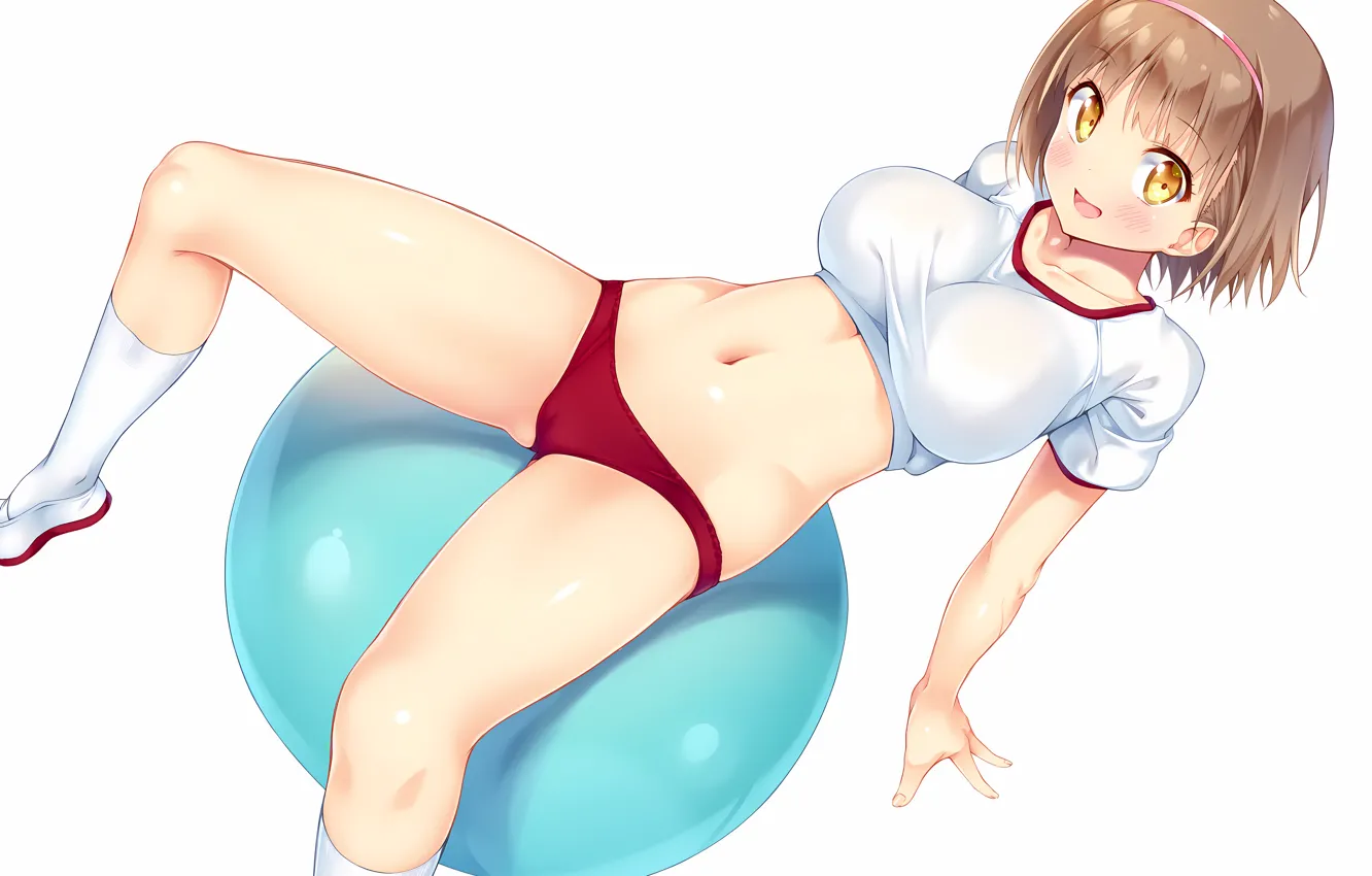 Фото обои girl, sexy, shorts, legs, brown hair, boobs, anime, beautiful