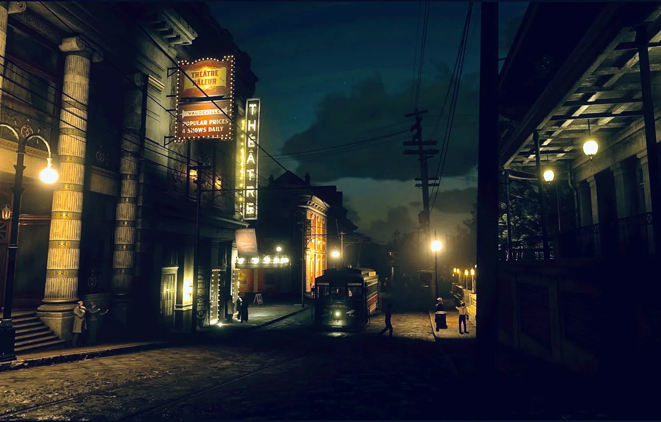 Фото обои HDR, Sky, Lights, Train, Game, Lamps, UHD, Red Dead Redemption 2