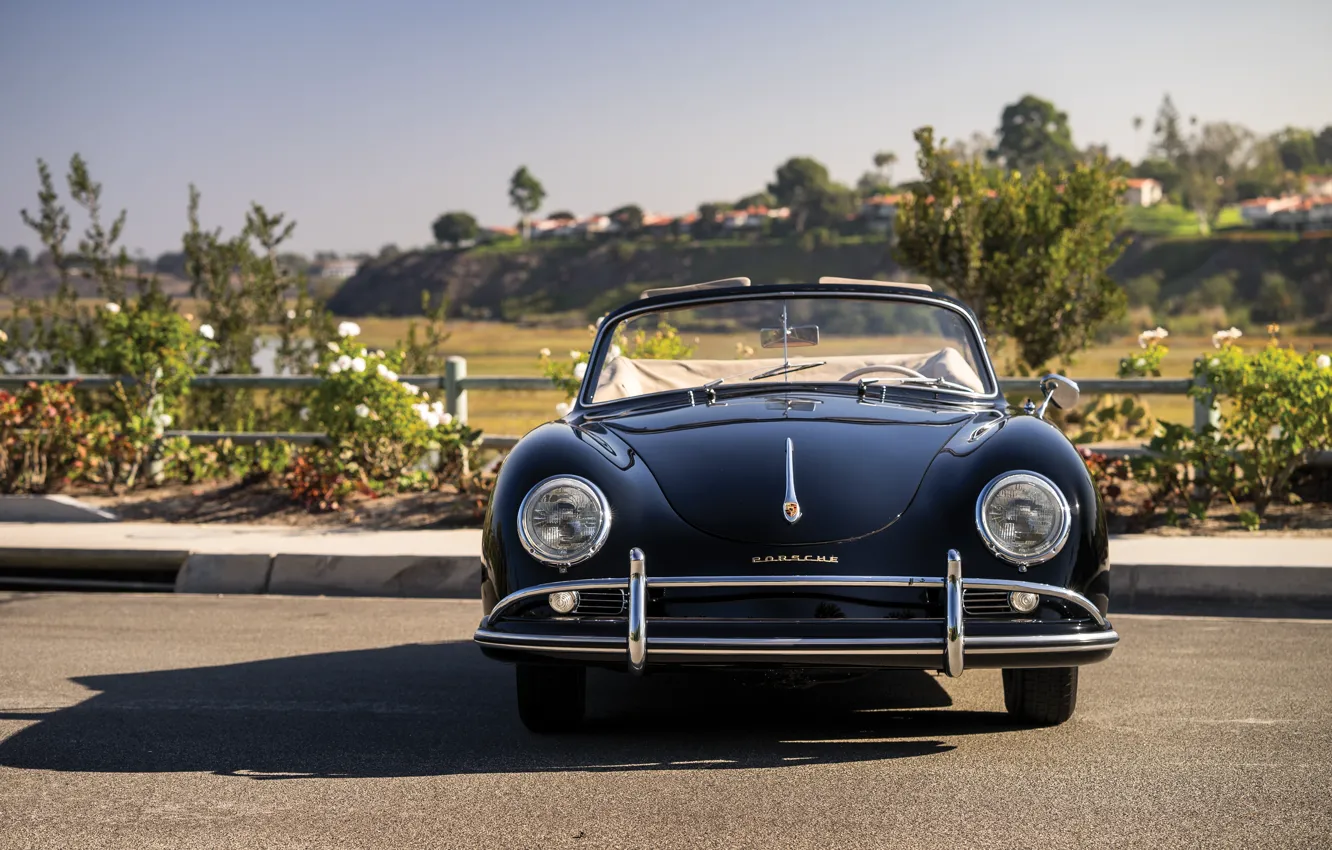 Фото обои Porsche, front, 356, 1958, Porsche 356A 1600 Super Cabriolet