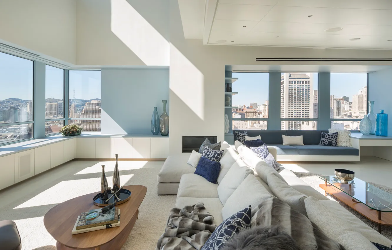 Фото обои интерьер, мегаполис, San Francisco, гостиная, Ritz-Carlton Residences penthouse