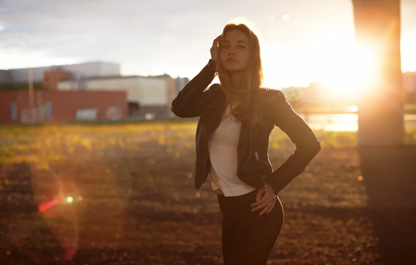 Фото обои взгляд, девушка, солнце, рассвет, Dasha