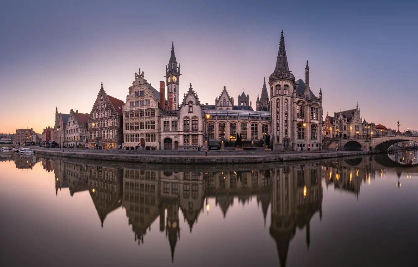 Фото обои Belgium, Ghent, Panoramic view, Fabulous City