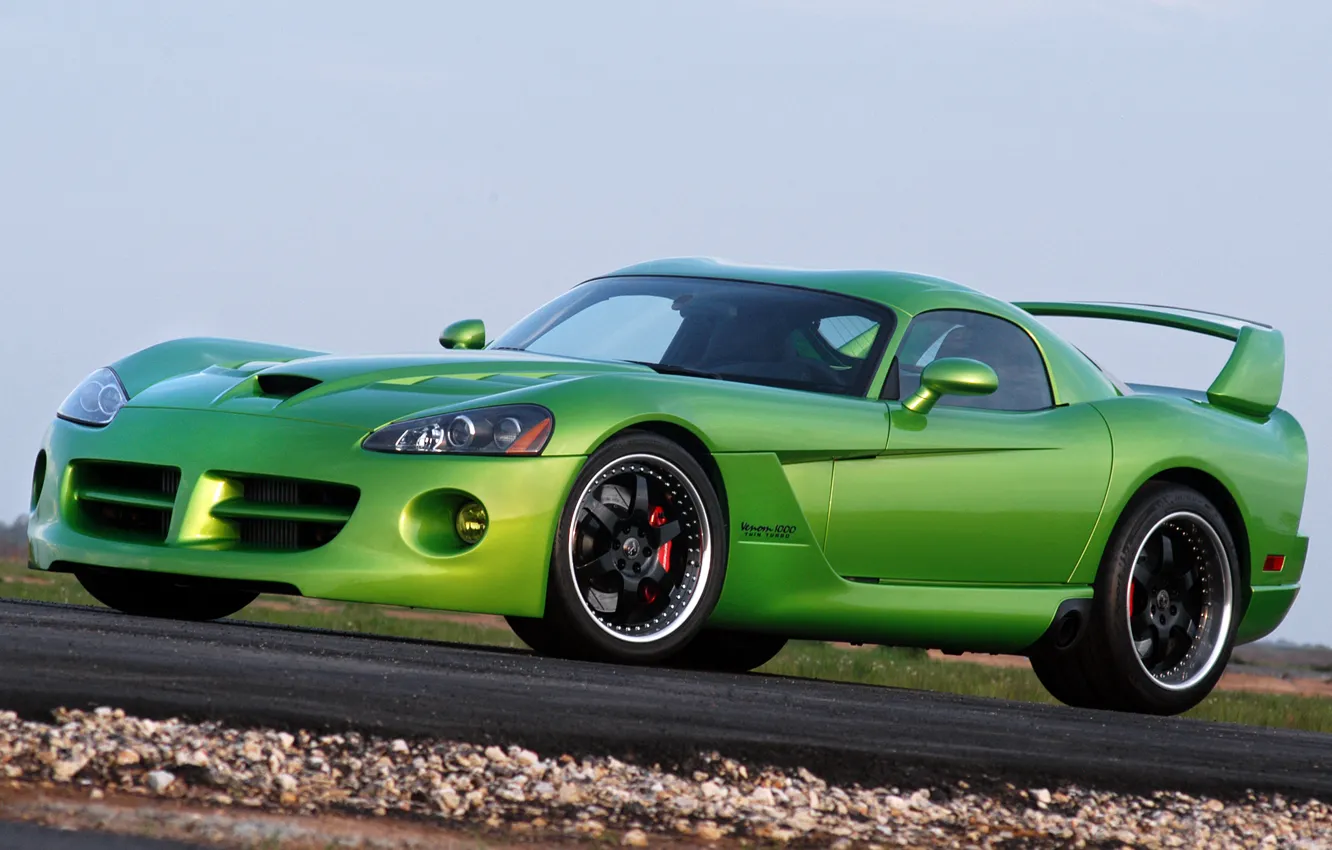 Фото обои green, тюнинг, Dodge Viper, SRT, Hennessey Venom, 1000 twin turbo