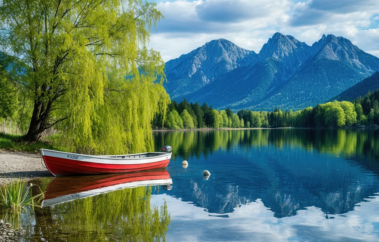 Фото обои лодка, ИИ-арт, НЕЙРОСЕТЬ