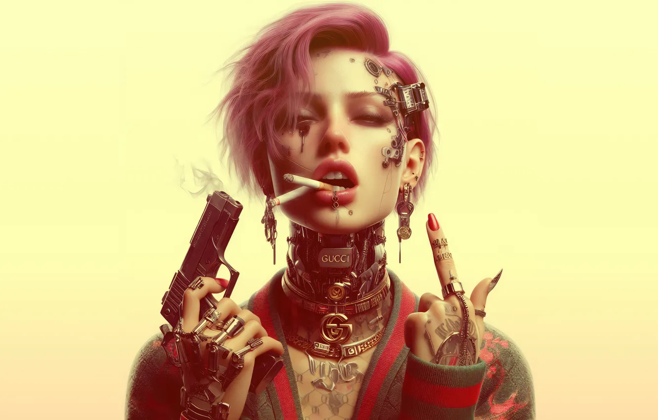 Фото обои cyberpunk, queen, badass