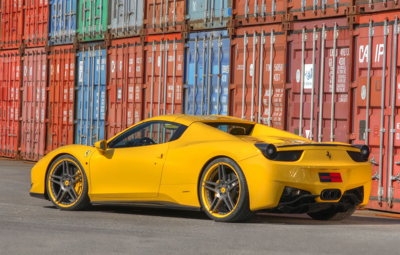 Фото обои Авто, Желтый, Машина, spider, Ferrari, 458, Italia, Спорткар