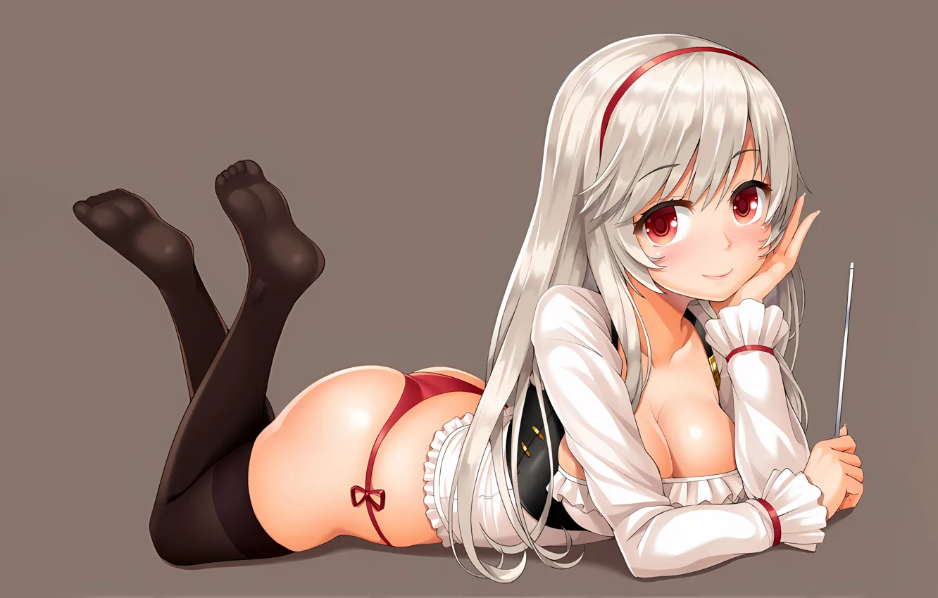 Фото обои girl, sexy, lingerie, ass, pantsu, cleavage, panties, thighhighs