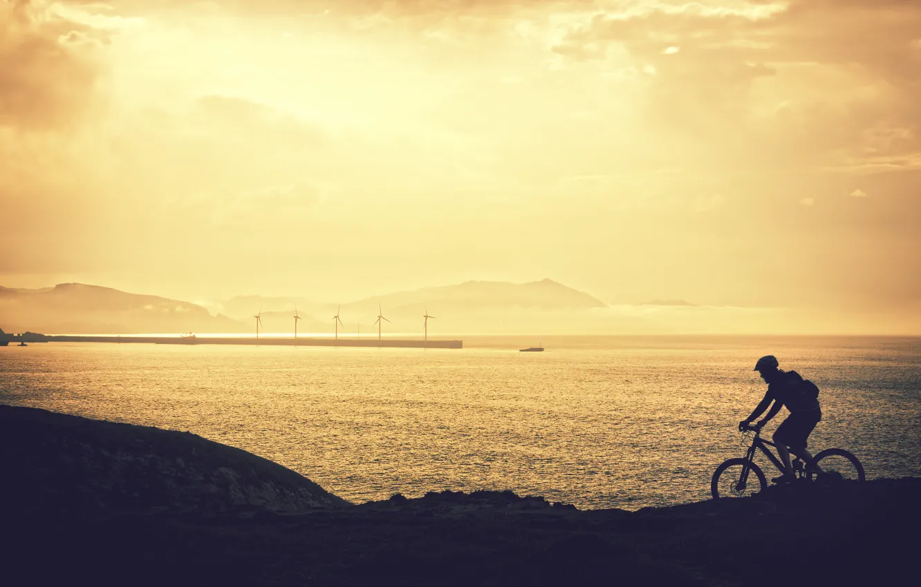 Фото обои sport, bicycle, silhouette, adventure, ride, biker, mountain bike, cyclist