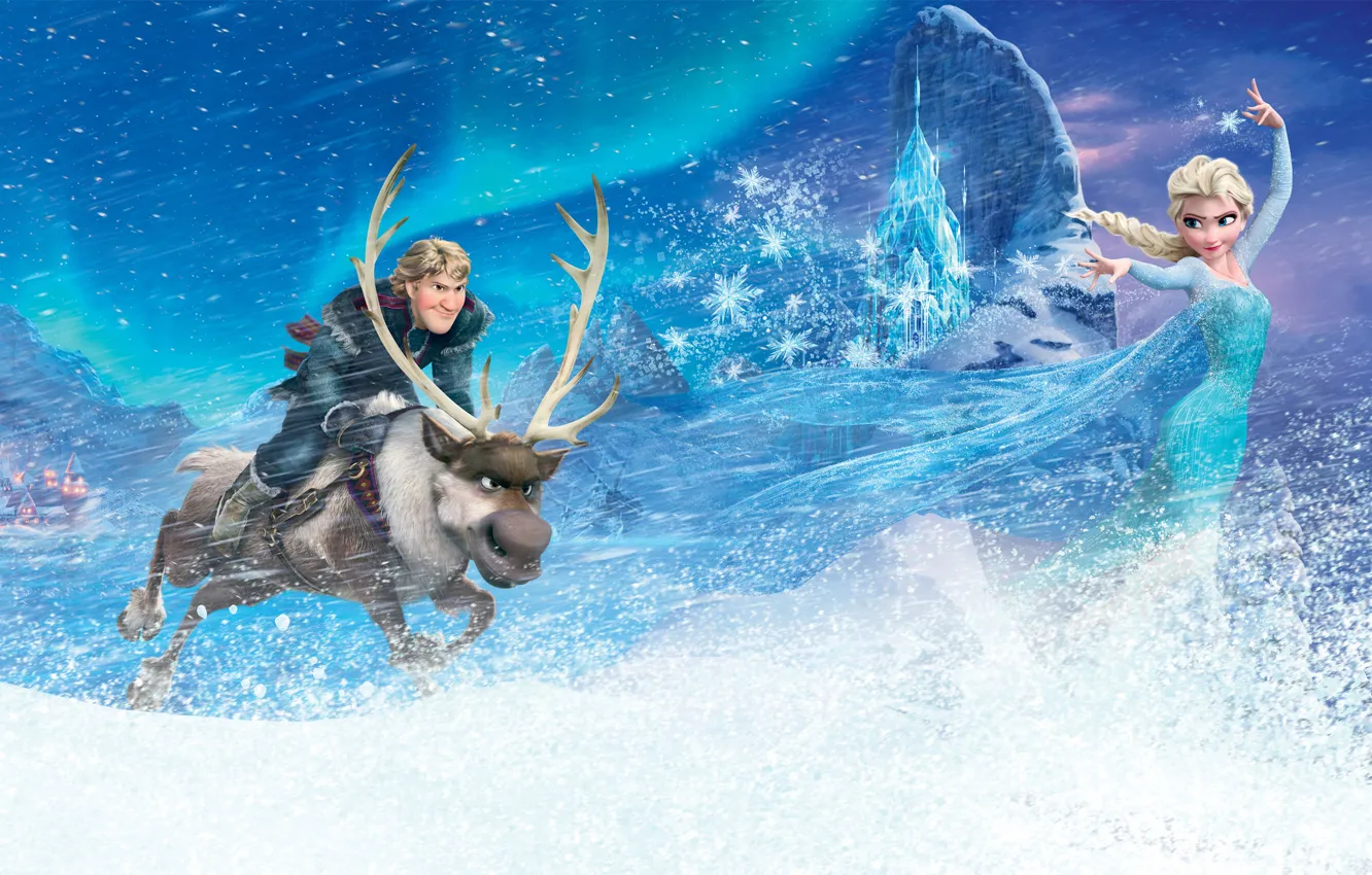 Фото обои Frozen, Walt Disney, Wide, Elsa, Animation Studios, Kristoff