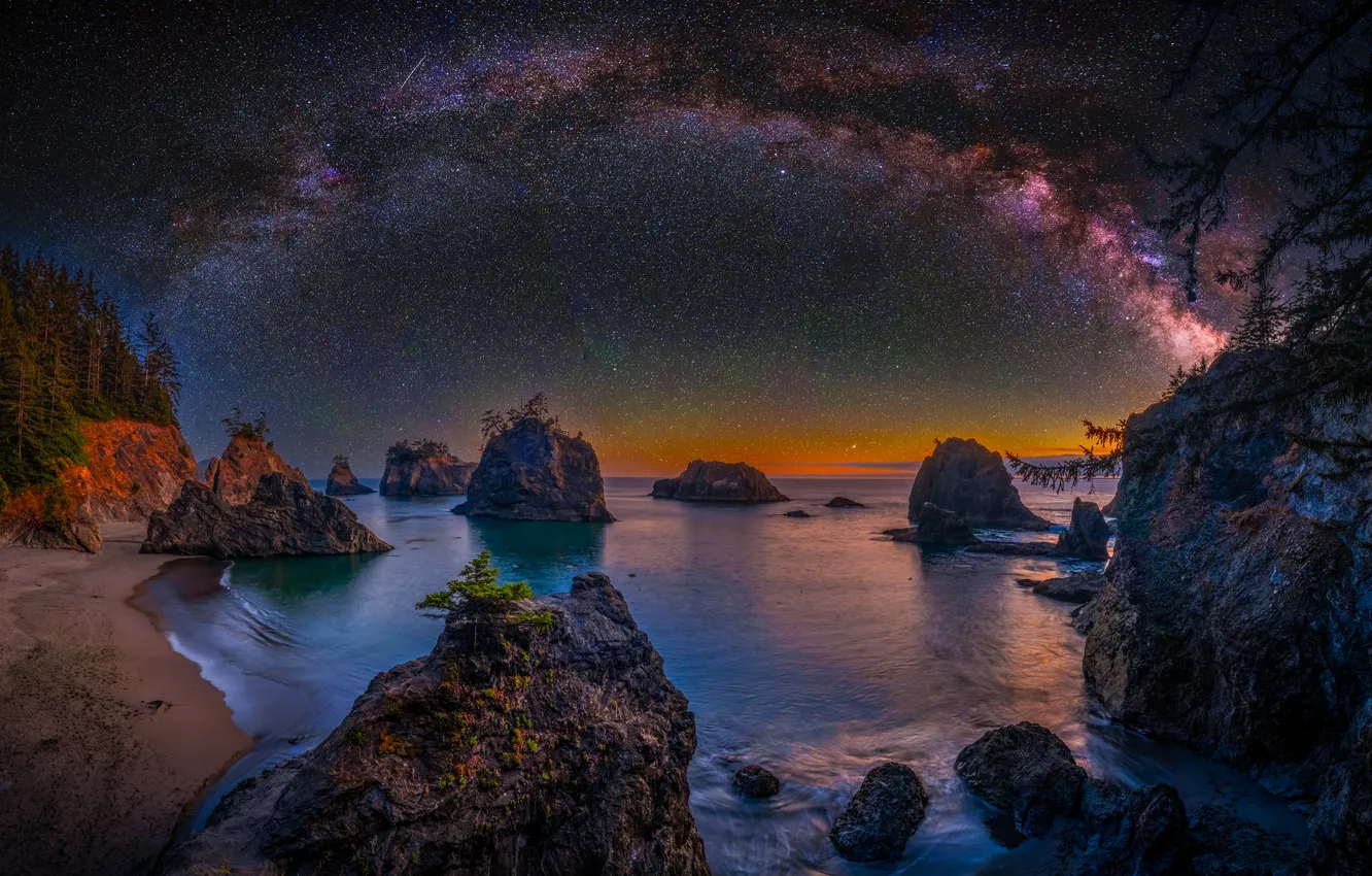 Фото обои Oregon, Milky Way, Oregon Coast, Dr. Elliot McGucken