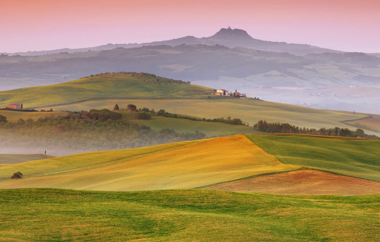 Фото обои поле, небо, дом, холмы, Италия, Italia, Toscana